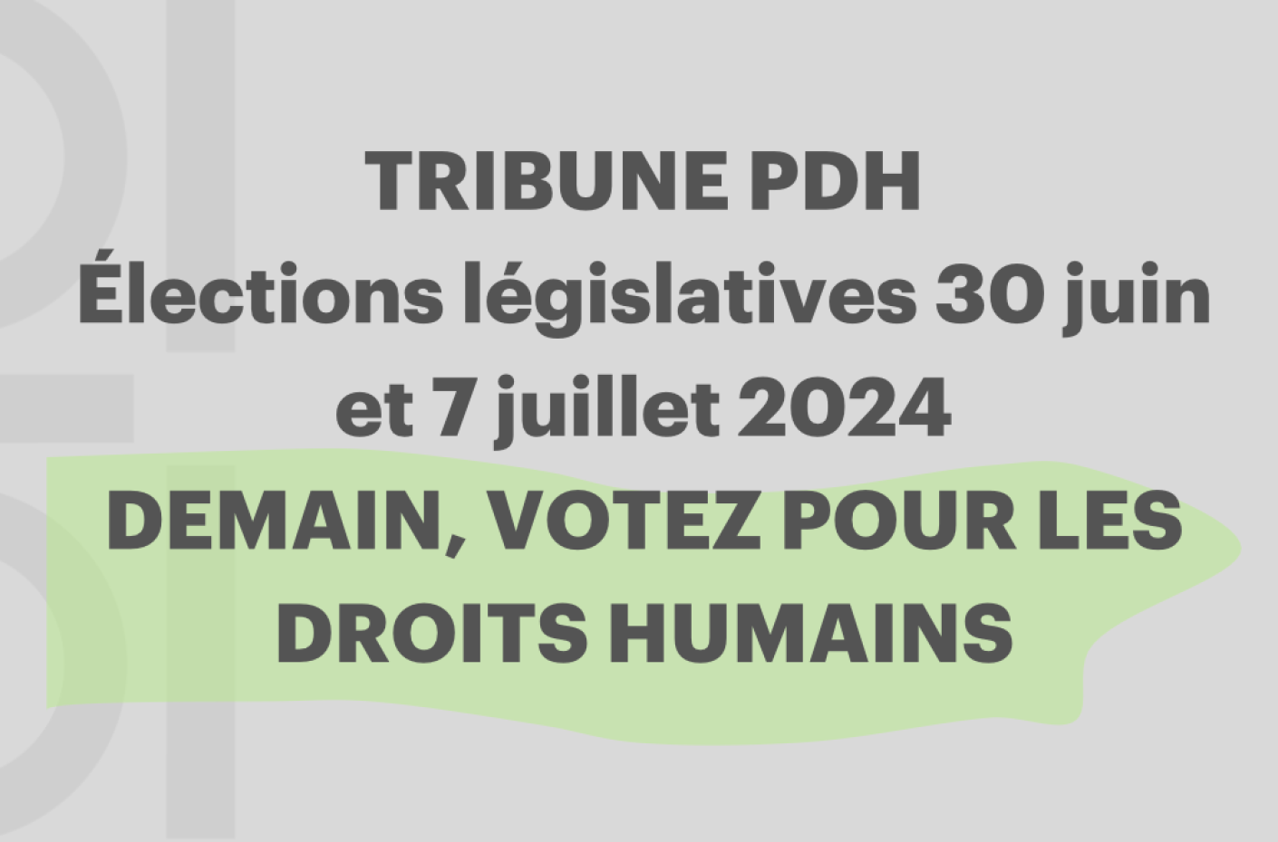Tribune PDH élections législatives 2024 : Demain, Votez pour les Droits Humains !